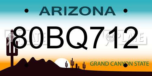 80BQ712 Arizona License Plate