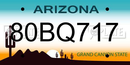 80BQ717 Arizona License Plate