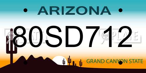 80SD712 Arizona License Plate