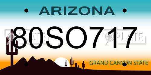 80SO717 Arizona License Plate