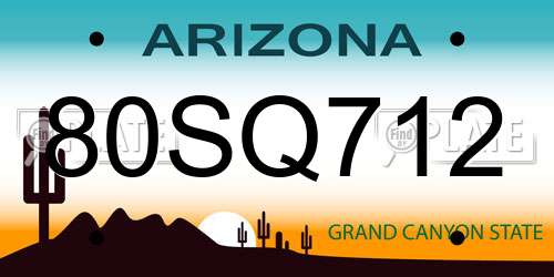 80SQ712 Arizona License Plate