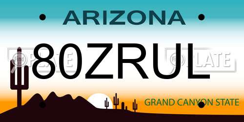 80ZRUL Arizona License Plate