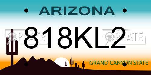 818KL2 Arizona License Plate
