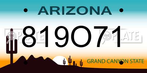 819O71 Arizona License Plate