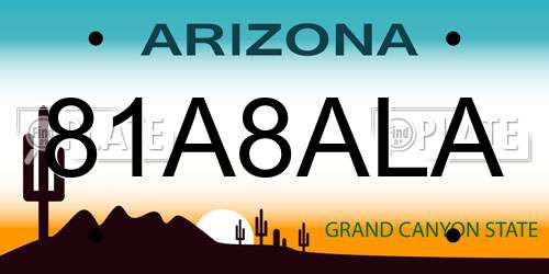 81A8ALA Arizona License Plate