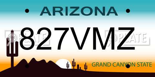 827VMZ Arizona License Plate