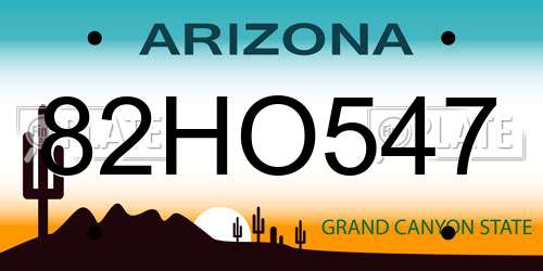 82HO547 Arizona License Plate
