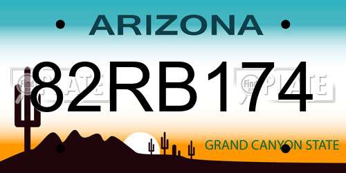 82RB174 Arizona License Plate
