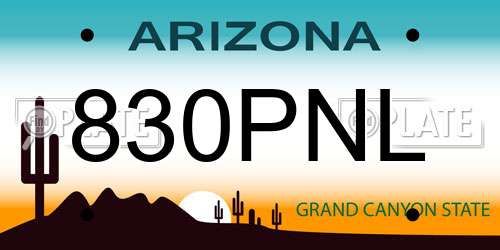 830PNL Arizona License Plate