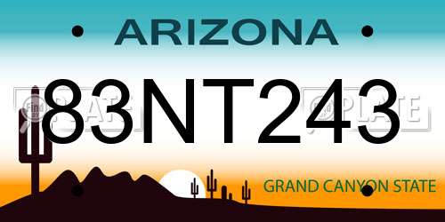 83NT243 Arizona License Plate