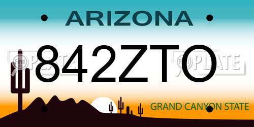 842ZTO Arizona License Plate