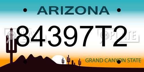 84397T2 Arizona License Plate