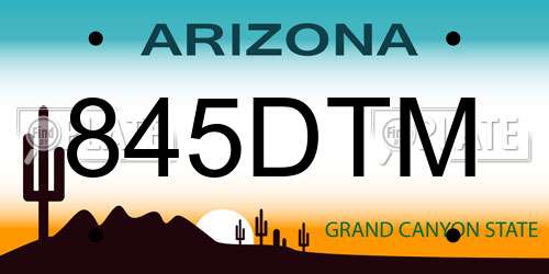 845DTM Arizona License Plate