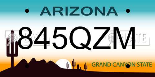 845QZM Arizona License Plate