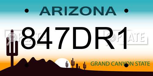 847DR1 Arizona License Plate