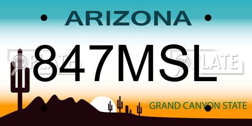 847MSL Arizona License Plate