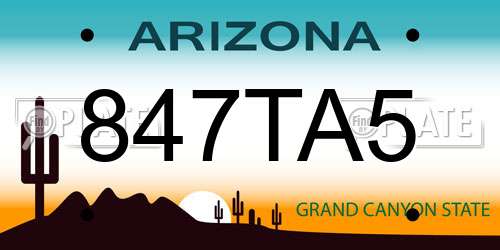 847TA5 Arizona License Plate