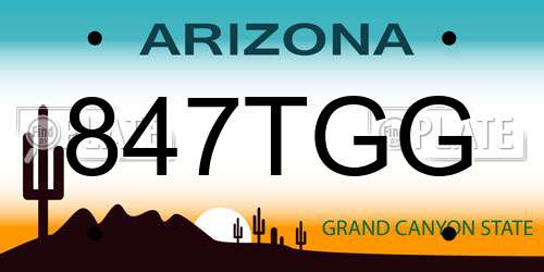 847TGG Arizona License Plate