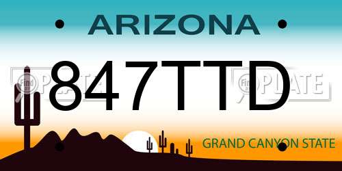 847TTD Arizona License Plate