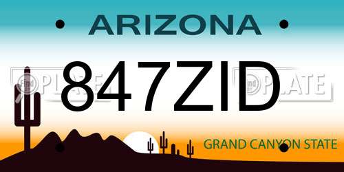 847ZID Arizona License Plate