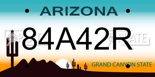 84A42R Arizona License Plate