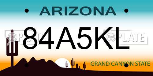 84A5KL Arizona License Plate