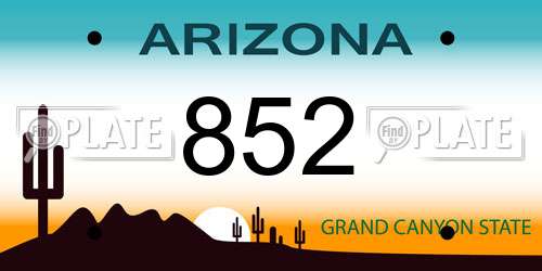 852 Arizona License Plate