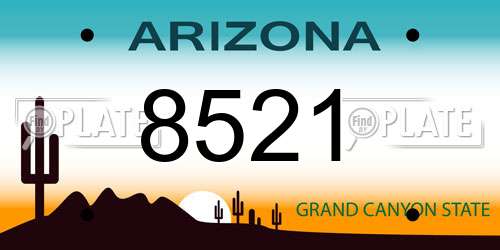 8521 Arizona License Plate