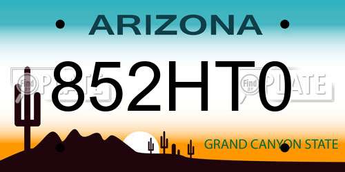 852HT0 Arizona License Plate