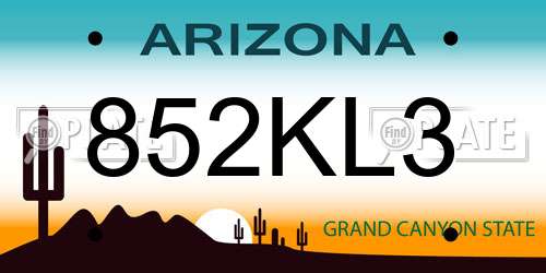 852KL3 Arizona License Plate