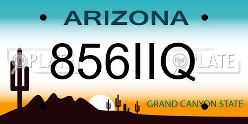 856IIQ Arizona License Plate