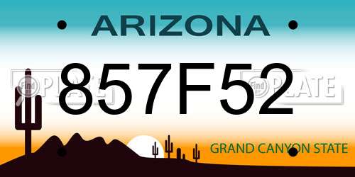 857F52 Arizona License Plate