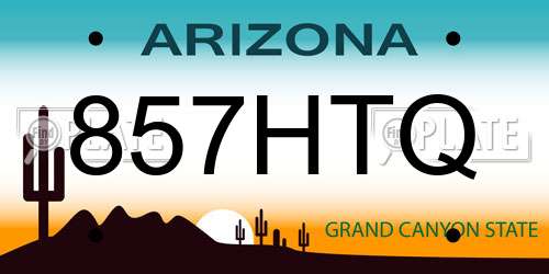 857HTQ Arizona License Plate