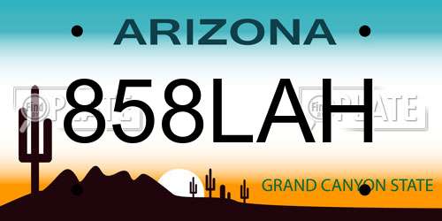 858LAH Arizona License Plate