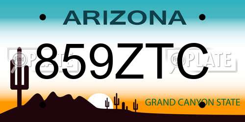 859ZTC Arizona License Plate