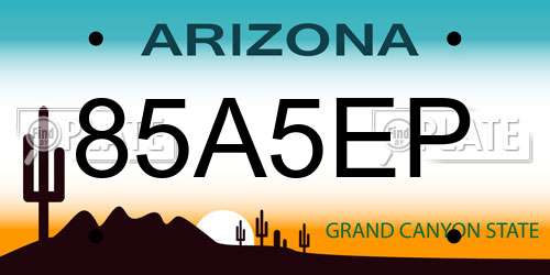 85A5EP Arizona License Plate