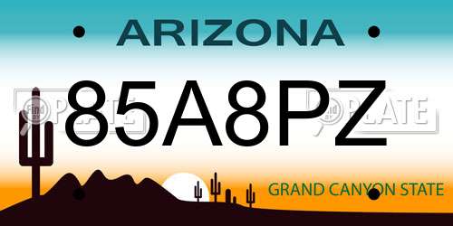 85A8PZ Arizona License Plate