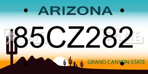 85CZ282 Arizona License Plate