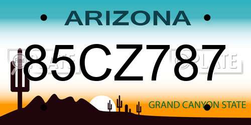 85CZ787 Arizona License Plate