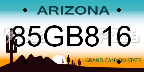 85GB816 Arizona License Plate