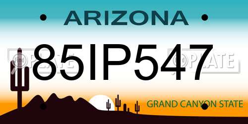 85IP547 Arizona License Plate