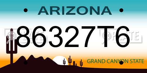 86327T6 Arizona License Plate