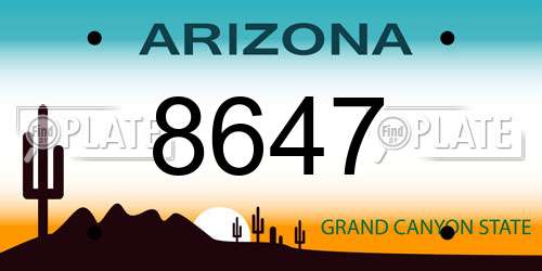 8647 Arizona License Plate