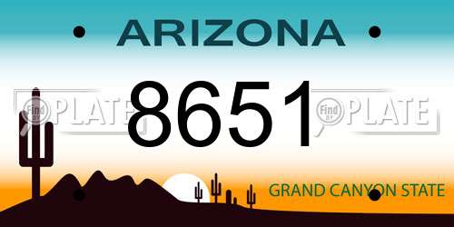 8651 Arizona License Plate