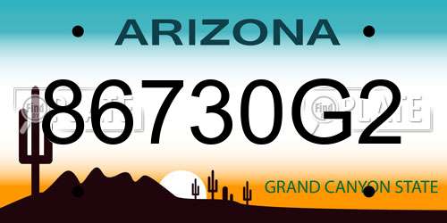 86730G2 Arizona License Plate