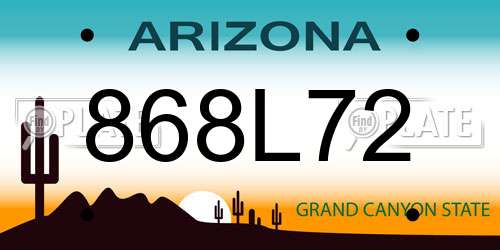 868L72 Arizona License Plate