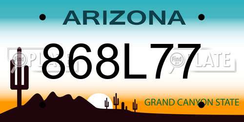 868L77 Arizona License Plate