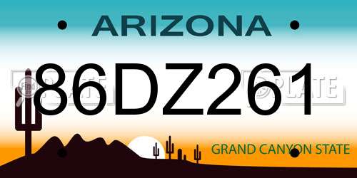 86DZ261 Arizona License Plate