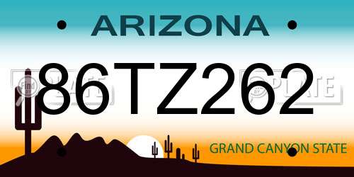86TZ262 Arizona License Plate