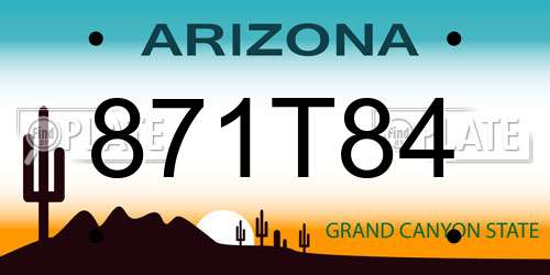 871T84 Arizona License Plate